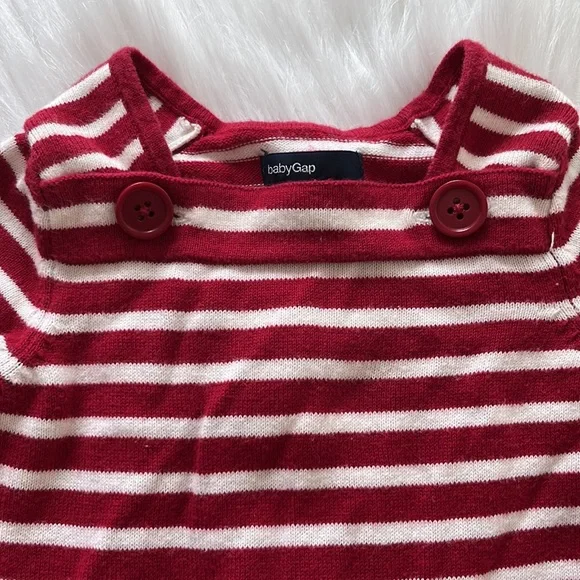 baby GAP red and white riffle sweater 3-6 months 12mos cute details red buttons - Picture 4 of 7